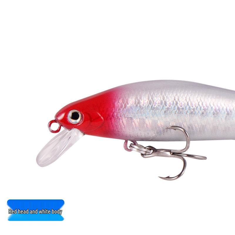 Silver Long Cast Sinking Minnow Lure with Vibrating Pencil and Red Tail