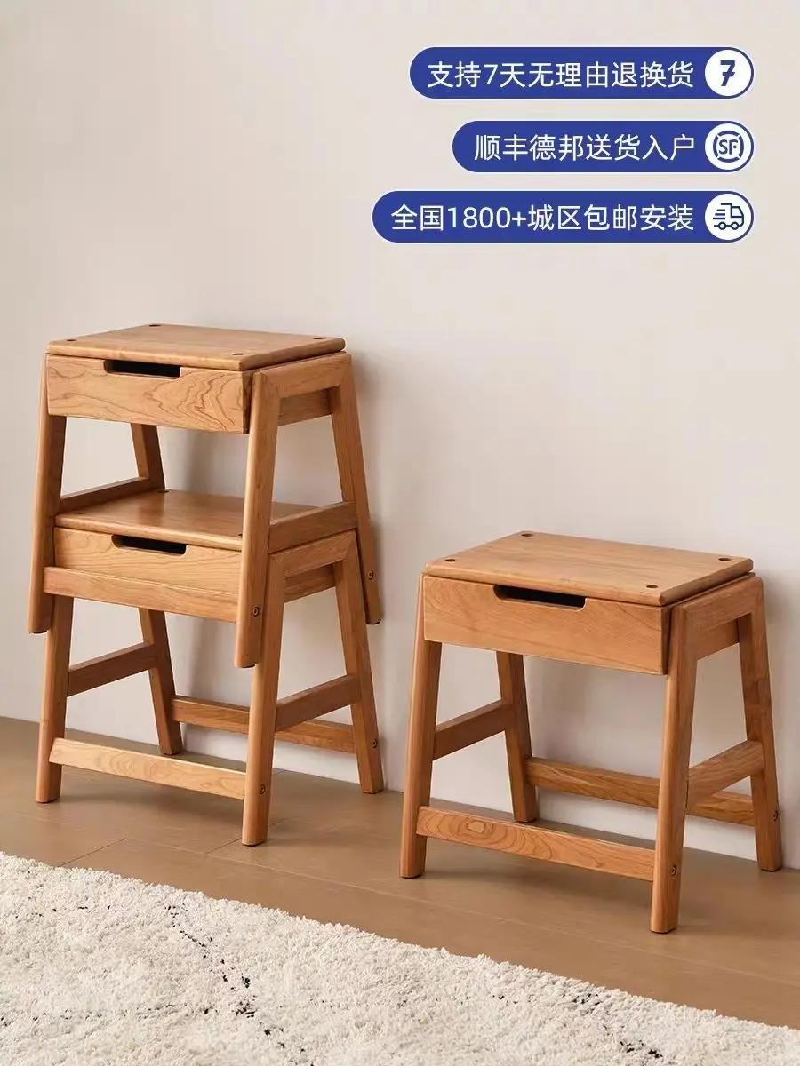 

Табурет для переодевания обуви из массива дерева в скандинавском японском стиле, складной табурет для хранения вещей, деревянный маленький низкий табурет Wind