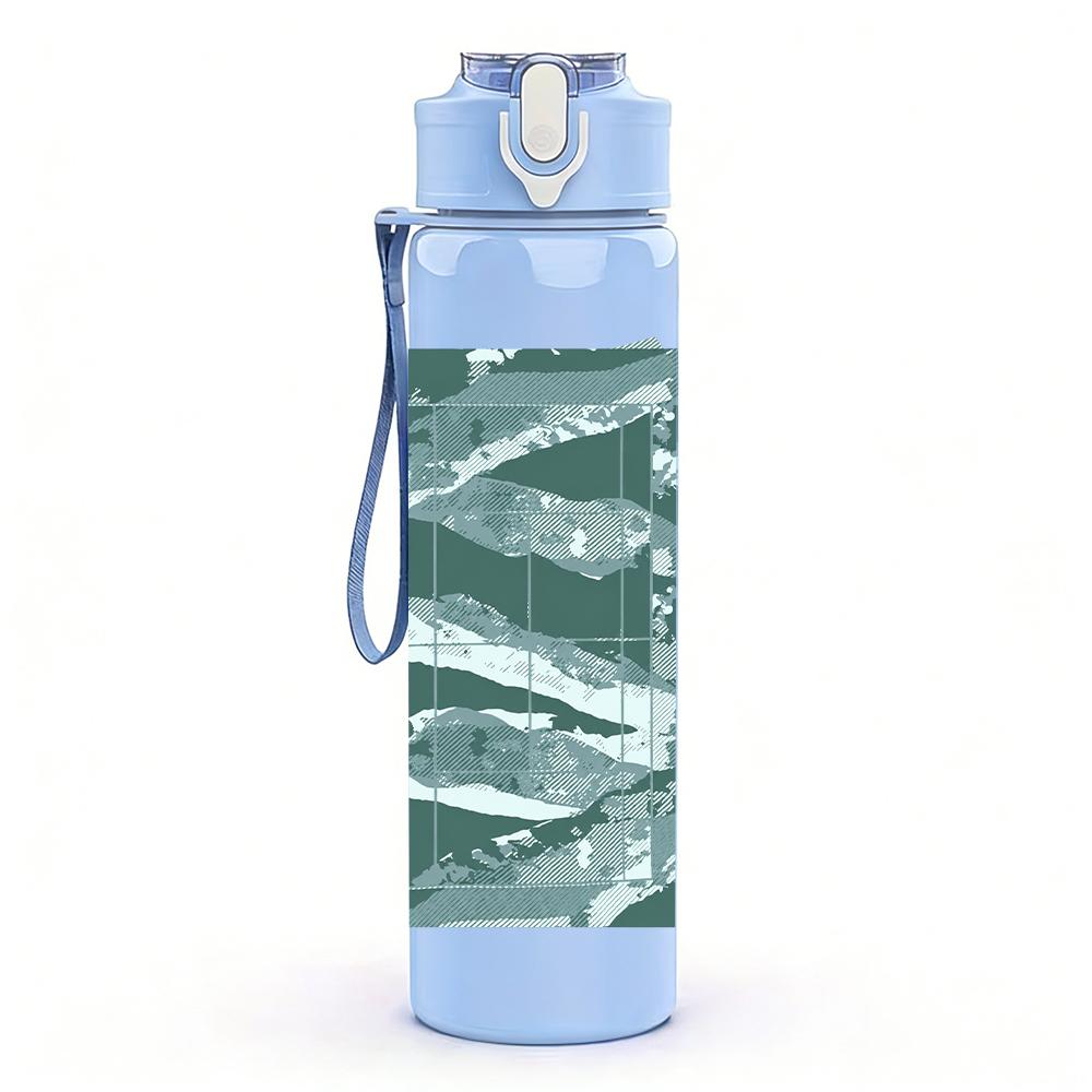 1PC Two female singers color portrait print 750ml colorful plastic sports water bottle leakproof pop up lid with straw for outdoor work home use