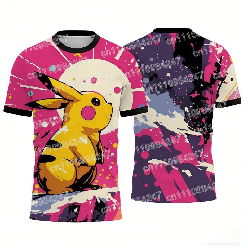 2026 New Pokemon Pikachu T-Shirts Casual Short Sleeve Tees for Mom Dad Kids Unisex Parent-Child Couple Tops Summer Streetwear 110