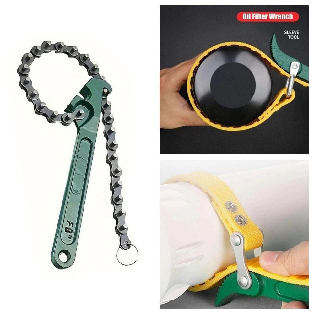 Heavy Duty Chain Filter Wrench Non Slip Pipe Fittings Wrench Oil Filter Wrench  Oil Compartment