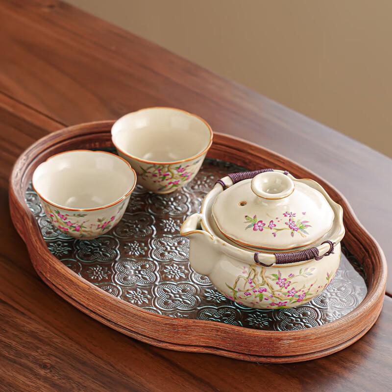 Ru Kiln Peach Branch Pink Tea Set