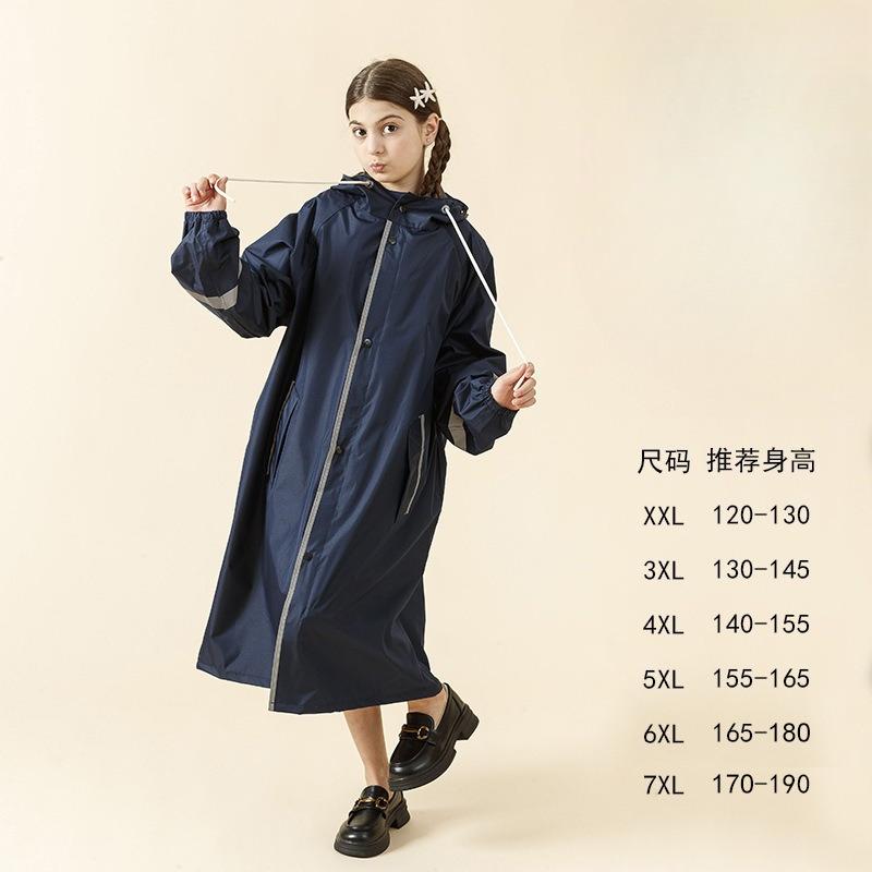 

Дитячий тренч-дощовик посилений, наддовгий, водонепроникний, пончо на все тіло з відділенням для рюкзака, для учнів 6XL синій