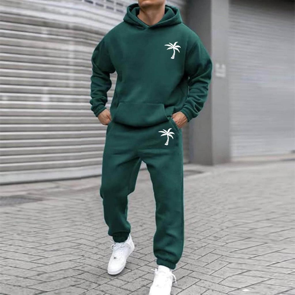 Herren Übergroßer Fleece Sportbekleidung Outdoor Lässig Locker Kapuzenpullover und Jogginghosen Set