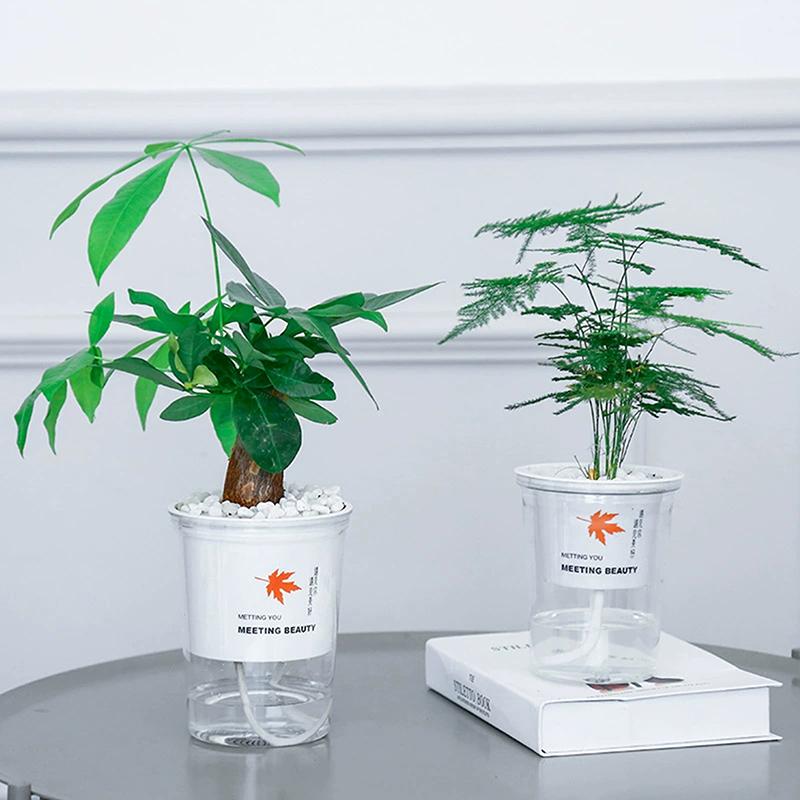 4.33/4.92/5.51In White Flowerpot Automatic Suction Flowerpot Family Pot Pot