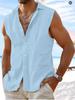Men's Casual Sleeveless Button-up Beach Shirt, Cool and Loose Fashion for 2026