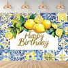 Lemon Pattern Backdrop Birthday Party Decoration Background Mediterranean Scenery Photography Backdrop Banner Supplies Props1709