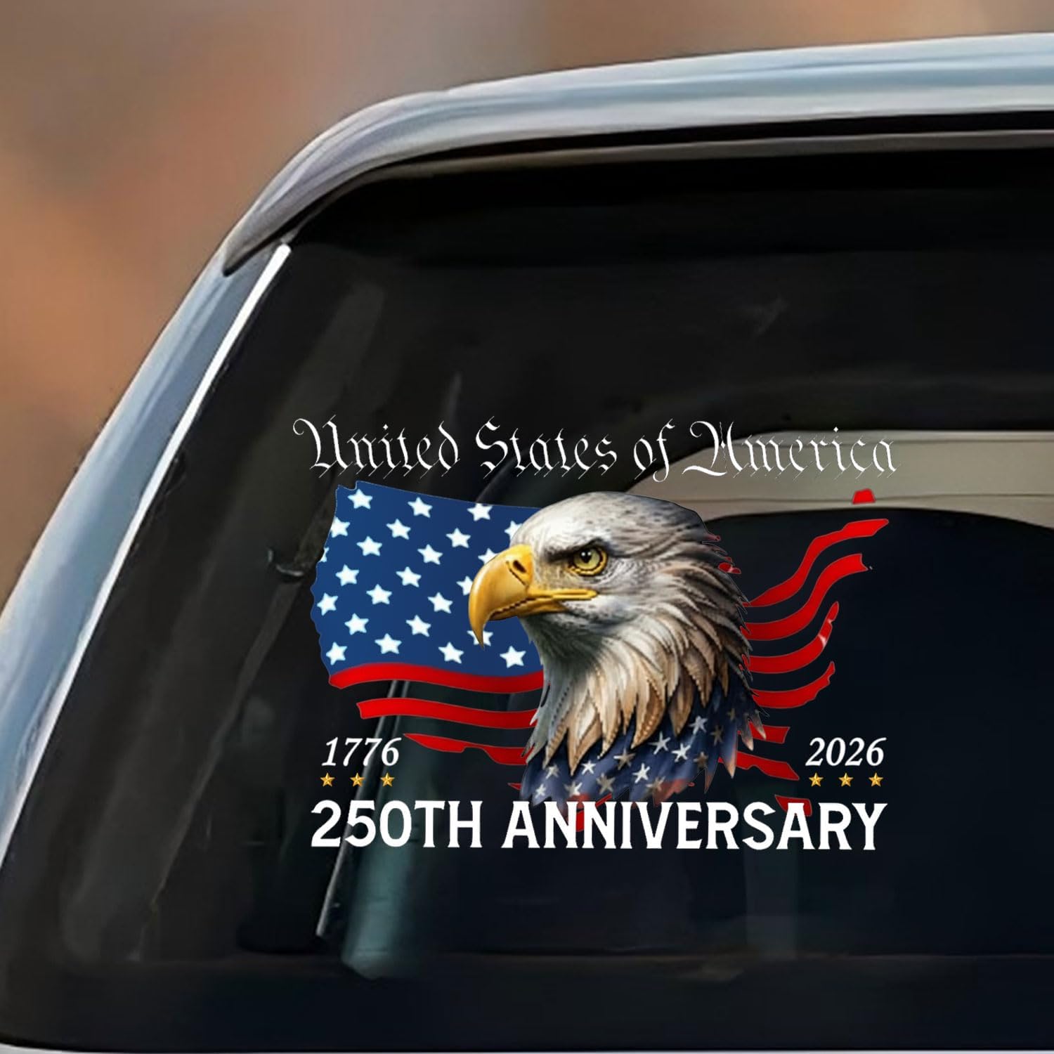 USA 250th Anniversary Decal 1776–2026, Patriotic American Flag Vinyl Sticker for Car Windows, Window, Refrigerator, Laptops (#B, 5  L) 5  L