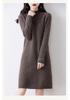 Women's Mid-Length High Neck Pure Wool Cashmere Sweater Dress - Thickened Knit for Autumn Winter