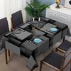 Geometric square gray three-dimensional printed rectangular tablecloth, made of polyester fiber.