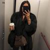 Jacket women's autumn and winter medium and long artificial fur fur coat contrasting color European and American style light luxury furry