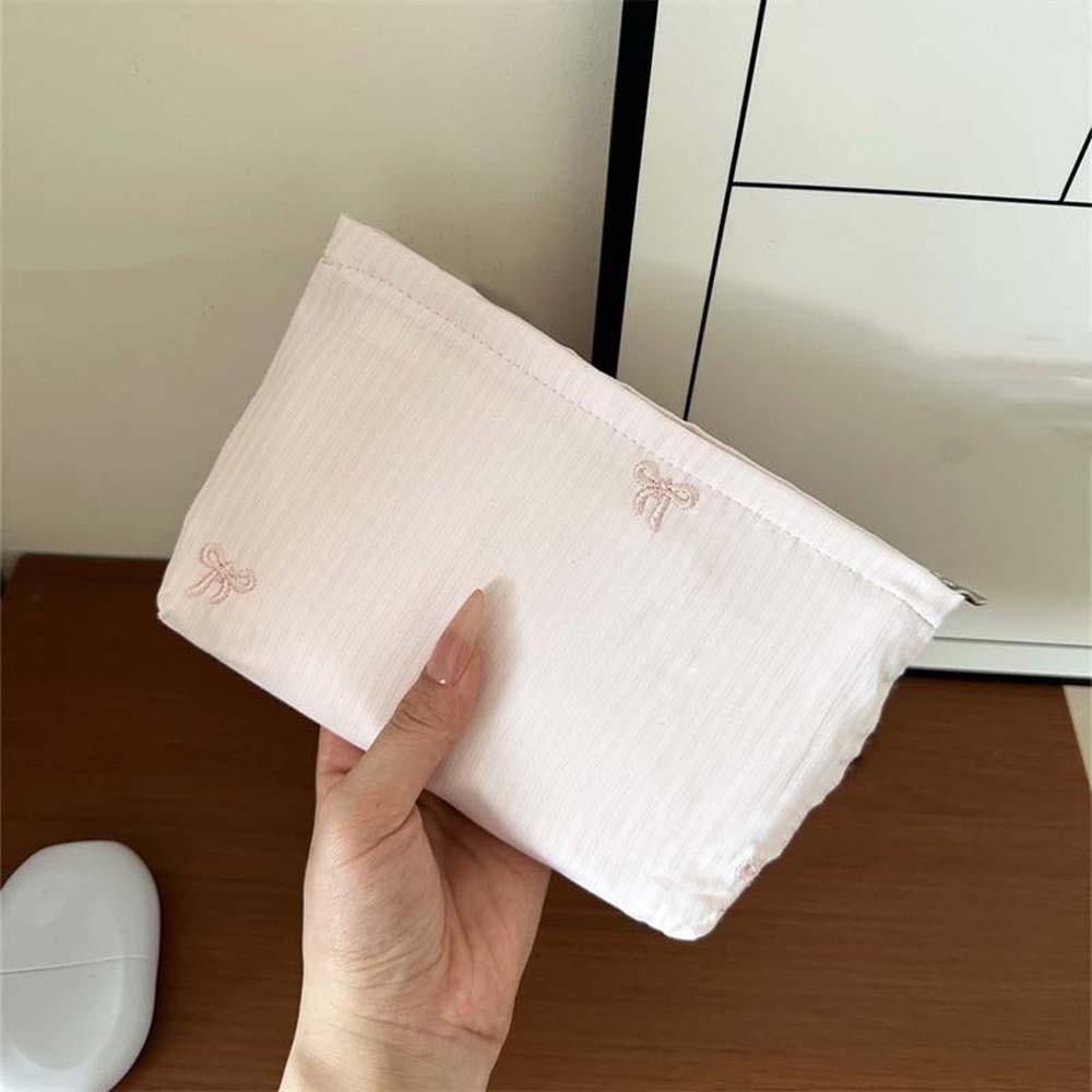 Embroidered Pattern Makeup Pouch Classic Stripes Toiletry Bag Cosmetic Organizer  Teen Girls Style 7