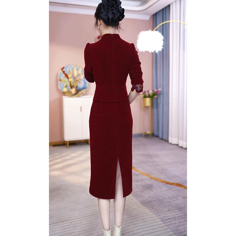 Elegant Faux Two-Piece Mother of the Bride Dress - Autumn/Winter Collection