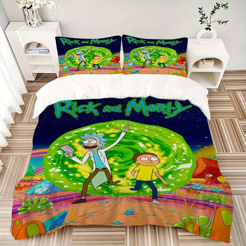 Rick Morty Adventure Print 3Pcs Bedding Setduvet Cover With 2 Bedropillowcase Home Birthday Gift