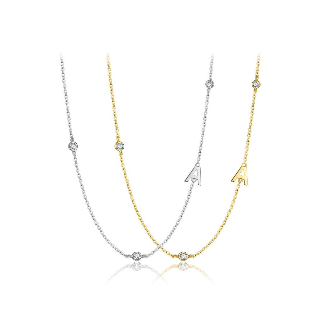 S925 Sterling Silver Initial Necklace for Women - Elegant Polished Clavicle Chain, Fashionable Jewelry, In Stock