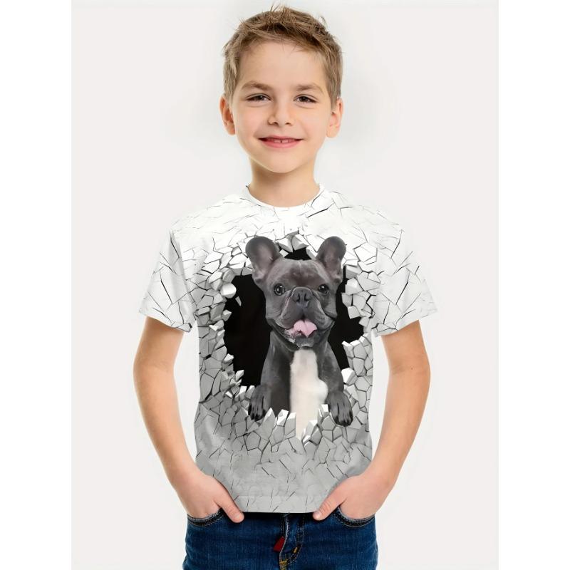 Zábavná zvířátka 3D tištěné chlapecké kreativní tričko ležérní dětský top s krátkým rukávem