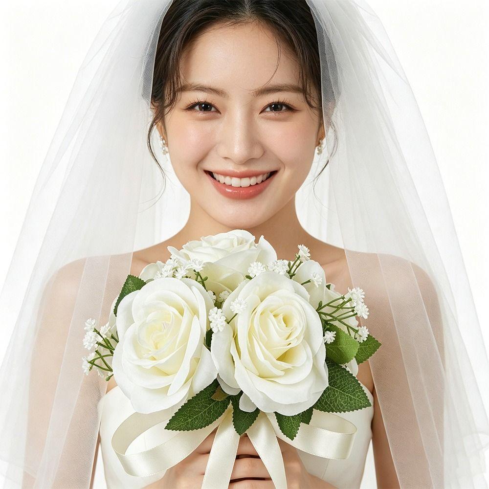 Silk Flowers Bridal Bouquet Artificial Roses Artificial Silk Flower Bouquets Women Girls