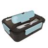 Lunch Food Box 3 Compartments Leakage Proof Microwave Safe Plastic Bento Box for Office School Picnic Blue 1500ML