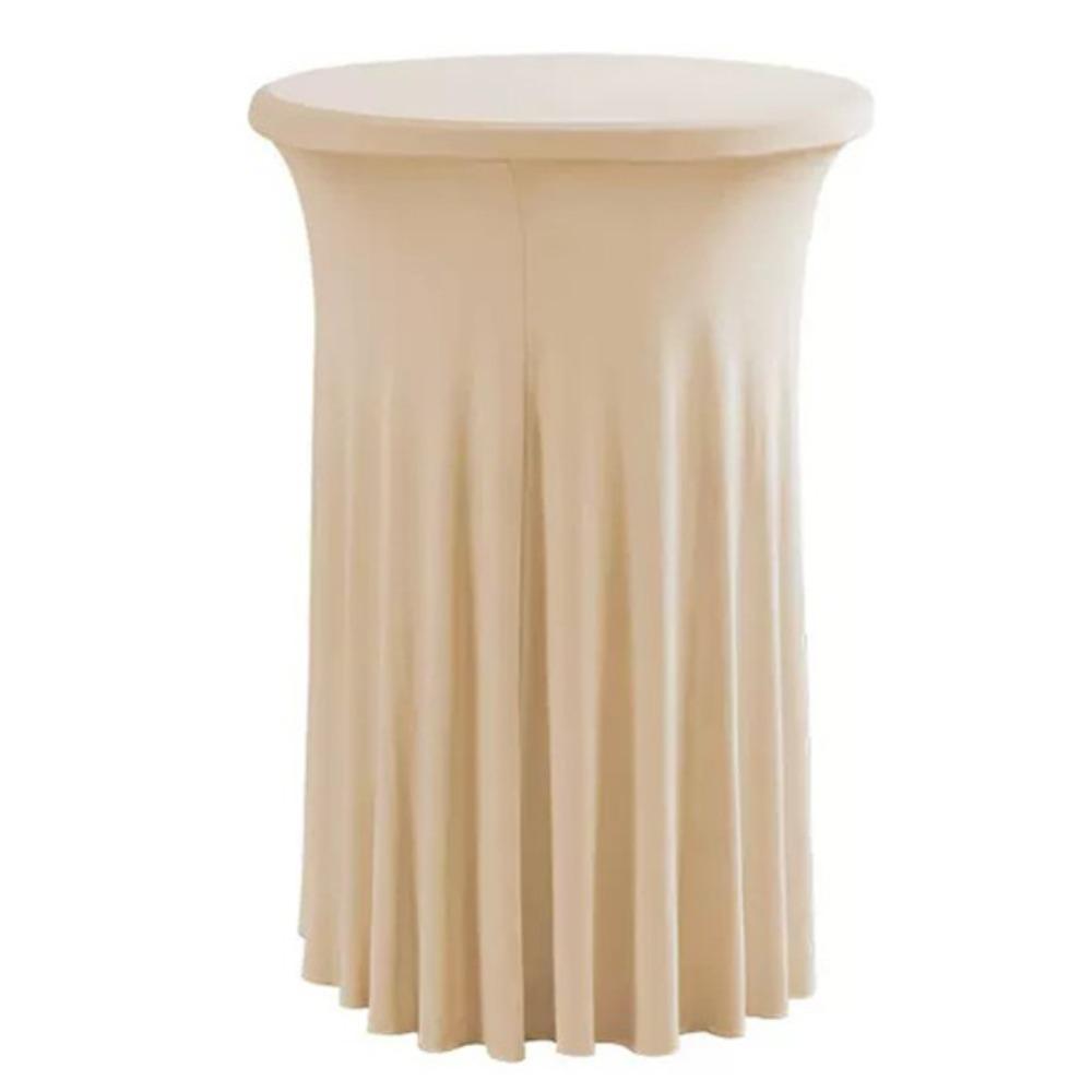 Solid Color Height Stretch Round Tablecloth Long Drape Bar Table Cover Party 23.62x43.31in