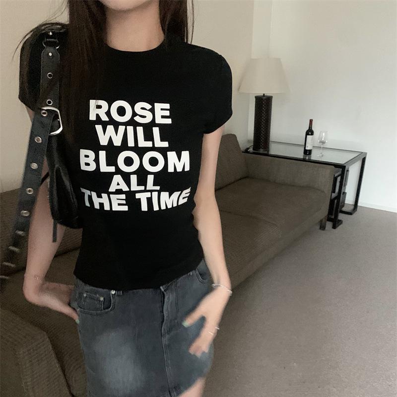 

Sweet & Spicy Crop: Women s Slim Short-Sleeved Letter Print Summer T-Shirt Large