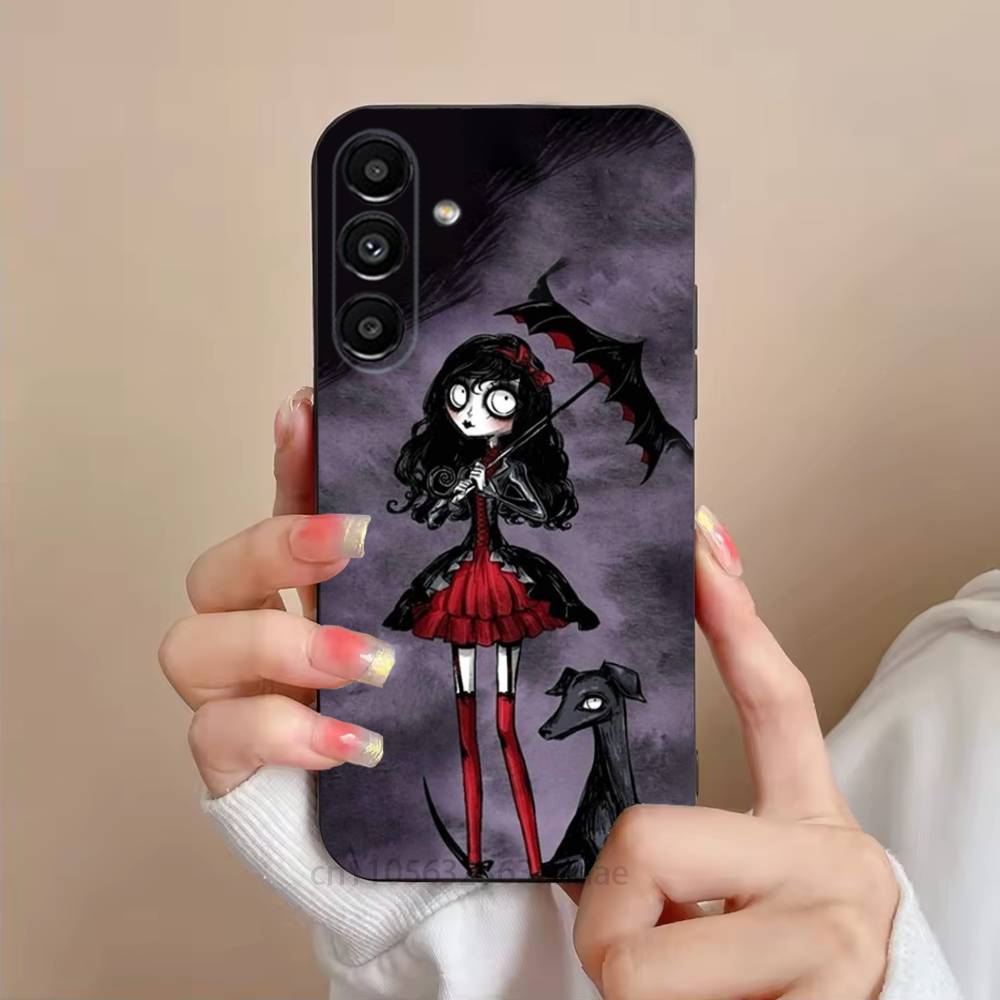 

Love Black and Cute Emo Phone Case For Samsung S25,24,23,22,21,S20,Ultra,Plus,FE Black Soft Cover SamsungS21plus