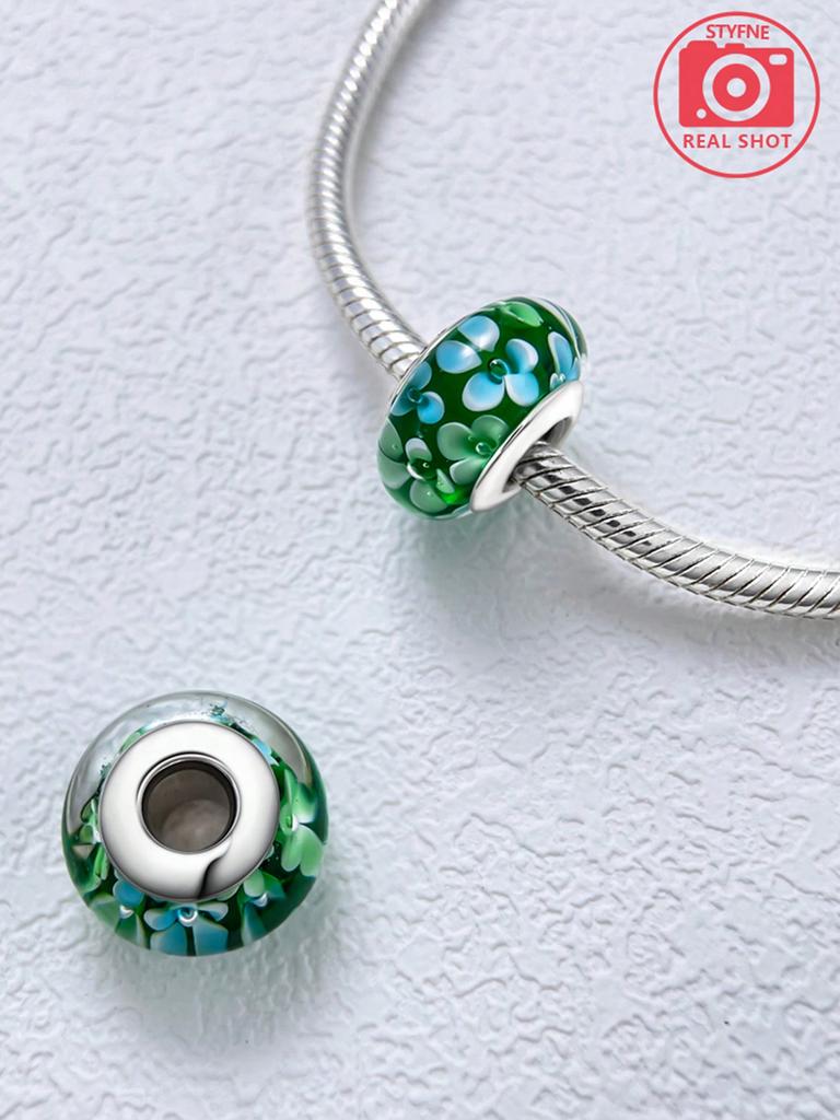 Ocean Colored Glass Beads Charm Copper Plated Fit Charms Copperoriginal Bracelet For Jewelry Making Diy Charm