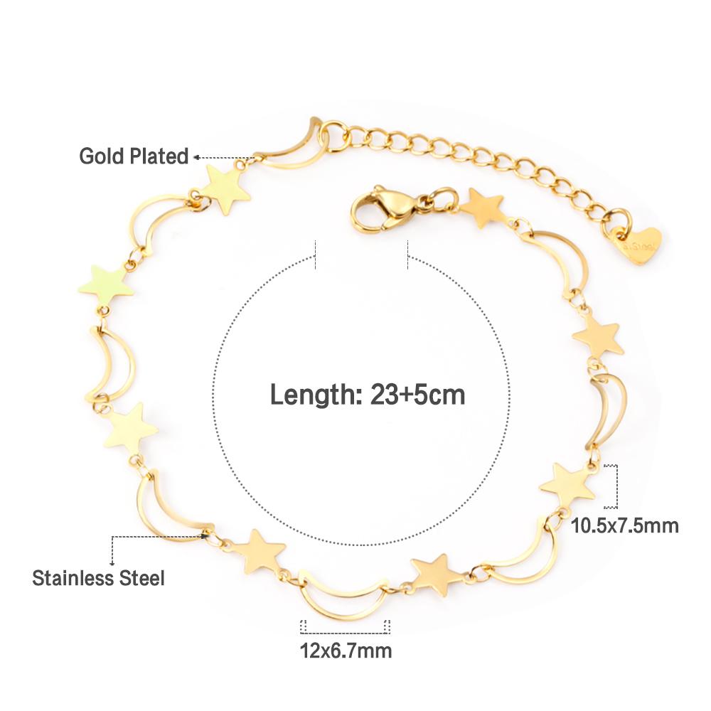 LUXUKISSKIDS Moon With Star Cute Anklet Bracelet For Women Fashion 2025 Gold Plated Summer Beach Ankle Bracelet Jewelry Bijoux