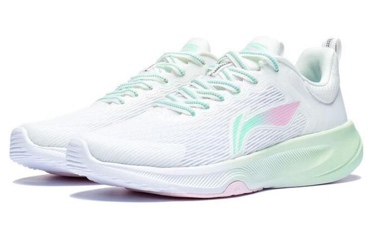 Li Ning Lanying Light Comfortable Textile, TPU Low top Running Shoes Women's White Cyan Pink AFVT012-3