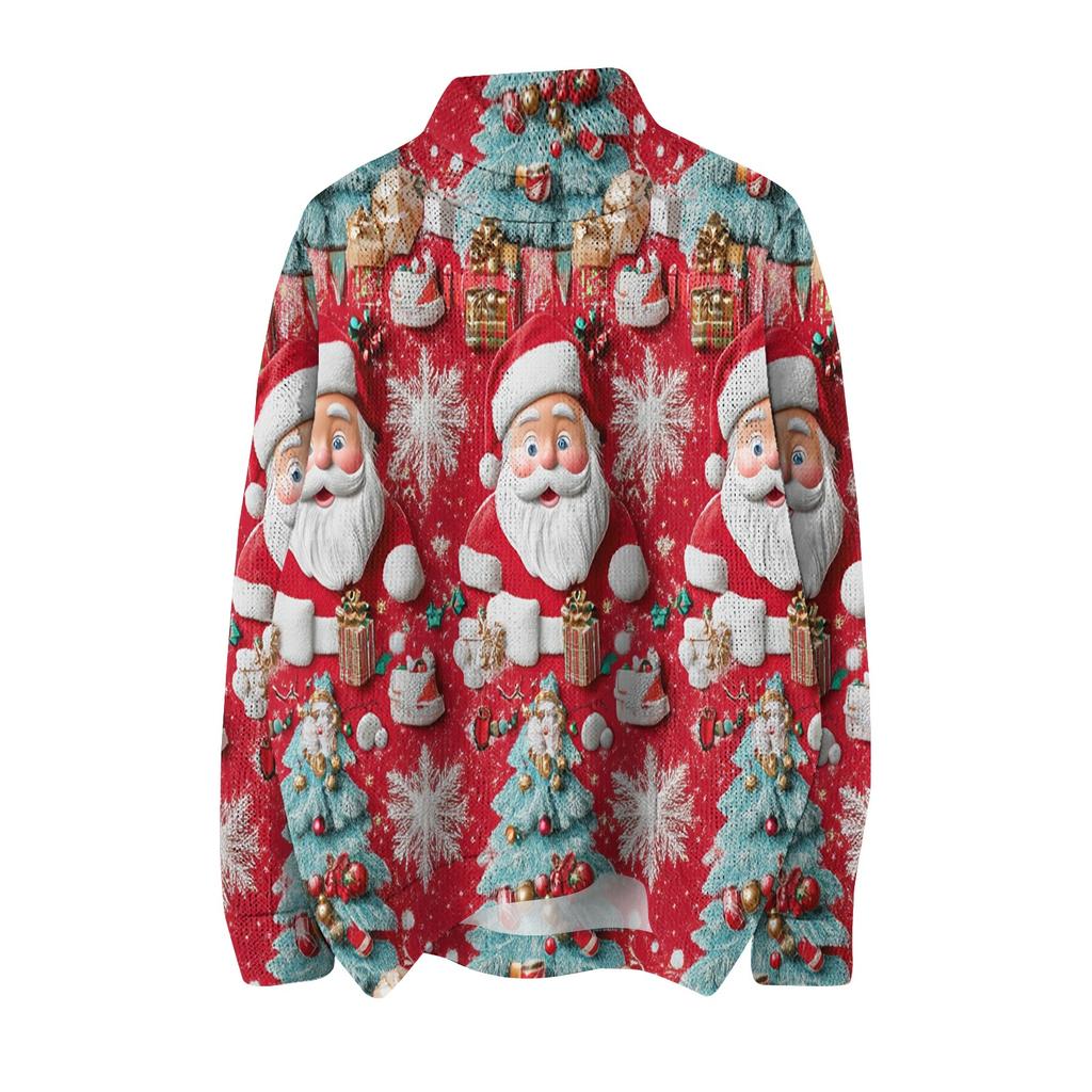 Women's Fashion Crew-neck Casual Long-sleeved Christmas Printed Turtleneck Knitted Top