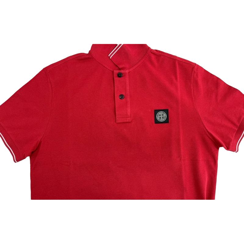 Stone Island Logo Pullover Short Sleeve Polo Shirt Men polo shirts Red 80152SC18-V0010