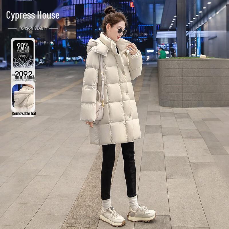 

Siboshe Women s Mid-Length Hooded 90% Duck Down Puffer Jacket M