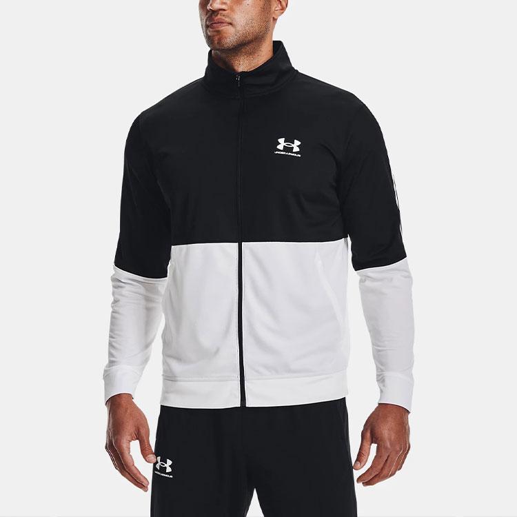Under Armour Pique Track Vintage Casual Zip Collar Training Jacket Men Jackets Black 1366202-002