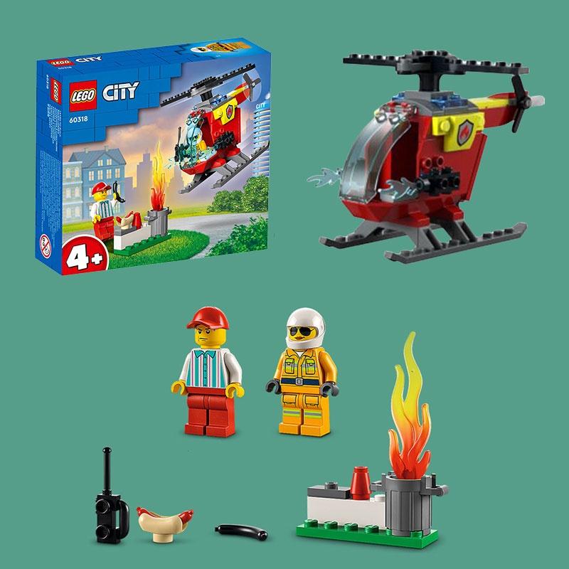 City Fire Helicopter Building Blocks Toy Abs Plastic Construction Set For Boys And Girls Perfect Gift For Kids 15.7*14.1*4.5cm Packaging