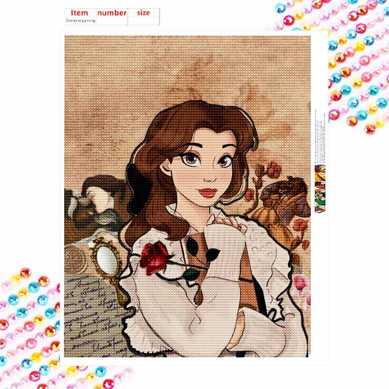 Disney Diamond Painting 5D DIY Beauty and the Beast Diamond Painting Art Diamond Painting Kit Adult/Beginner Gift Idea Home Decor