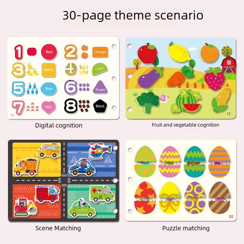 Cicha książeczka dla niemowląt: Karty na rzepy do ciągnięcia i przyklejania do wczesnej edukacji i przedszkola