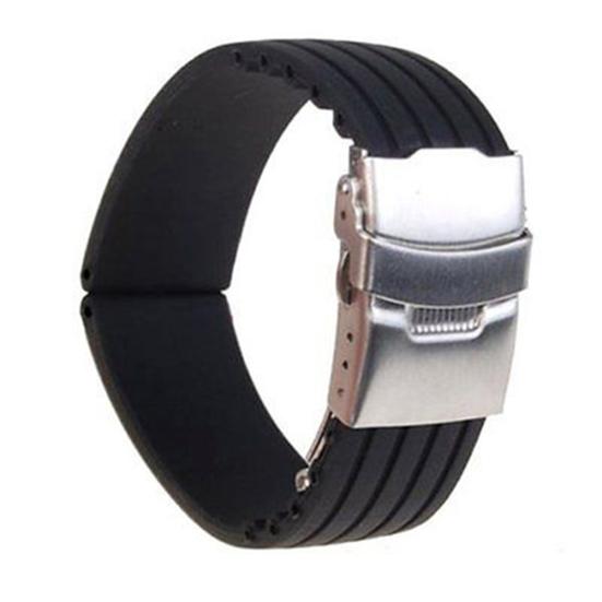 Moda impermeável listrado silicone pulseira de relógio implantação fivela pulseira