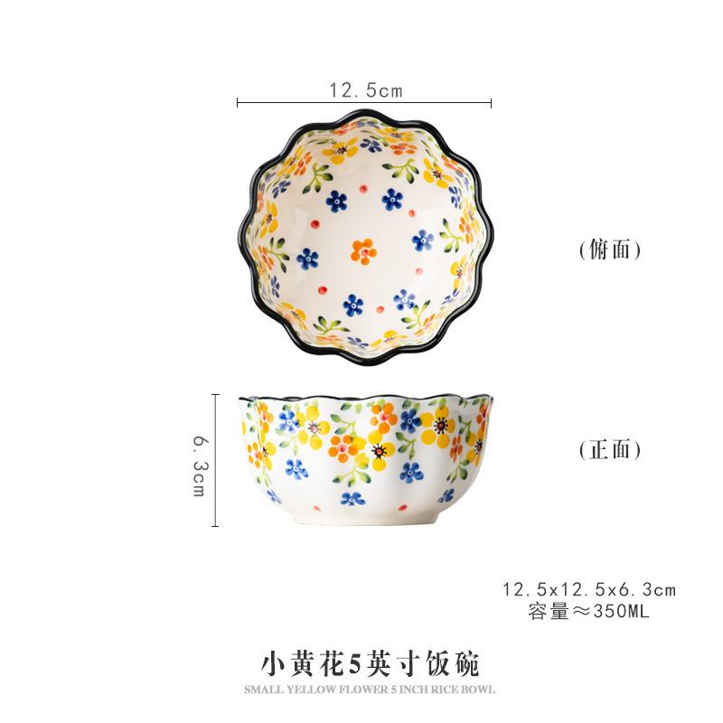 Dishes and Dishes Set Household Ceramic Tableware Creative Plates Vegetable Plates Rice Bowls Binaural Plates Soup Bowls Noodle Bowls