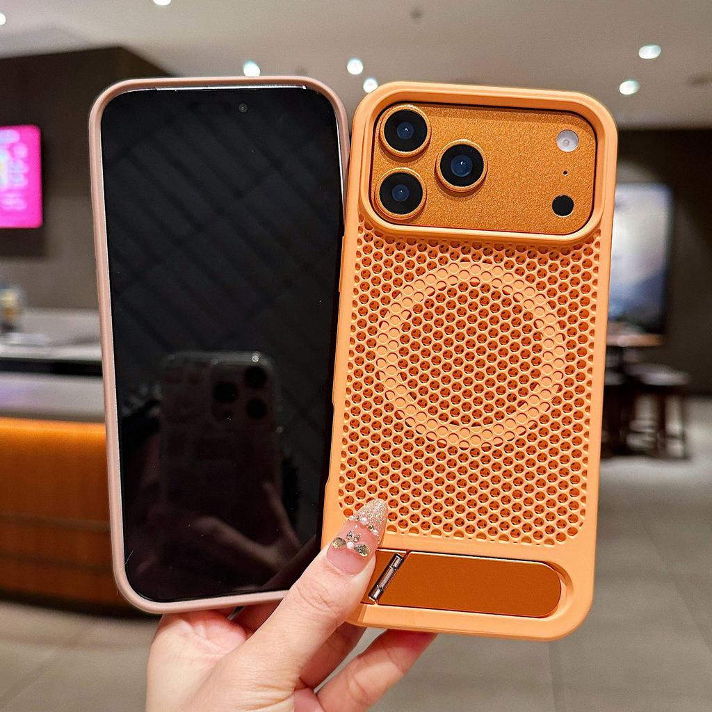 iPhone16 Sommer Waben-Wärmeableitungs-Hülle für Apple 17 Pro Max mit unsichtbarem Ständer und Magnetschutz für iPhone 14/15.