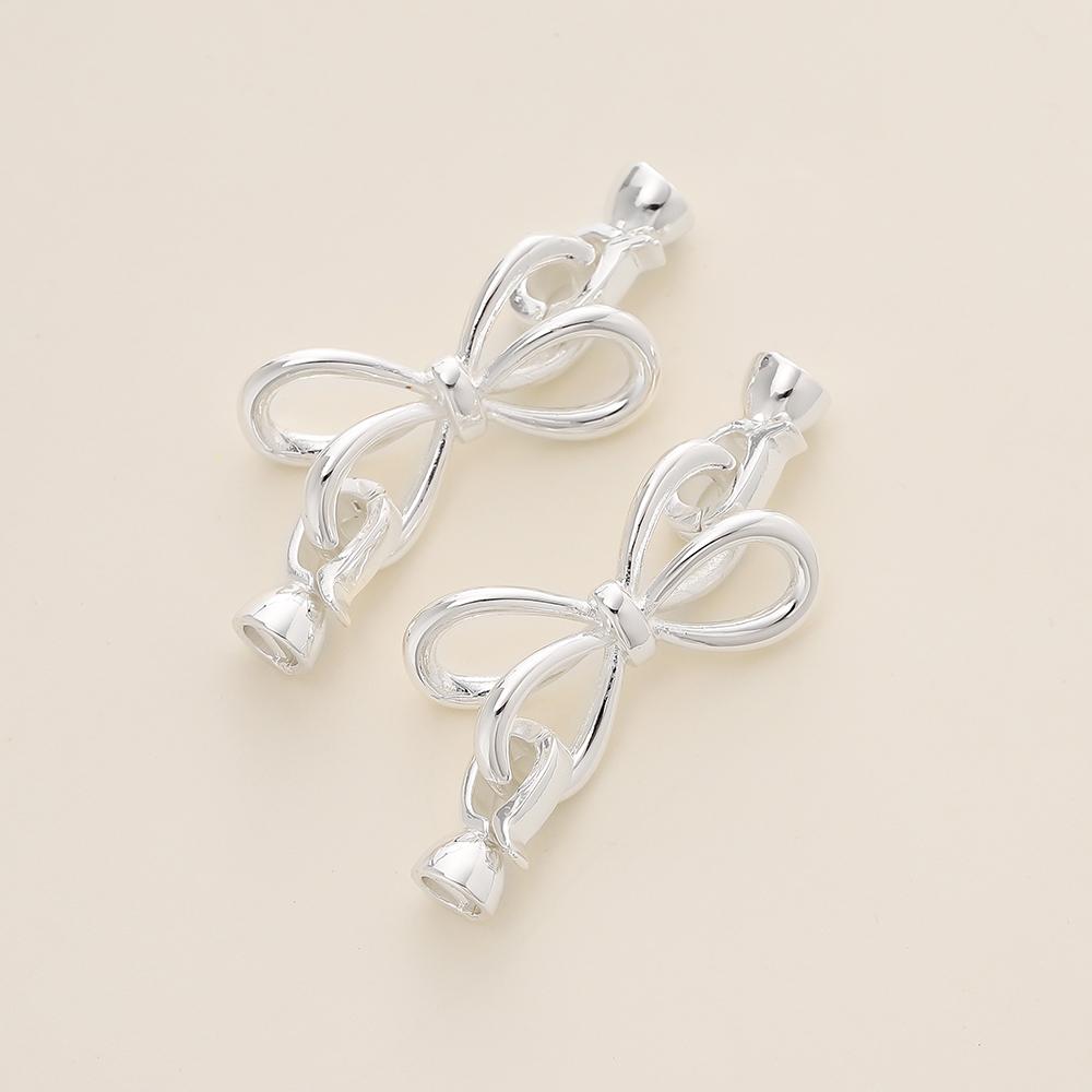 2/4pcs 14/18K Gold Color Plated Heart Bowknot Fasteners Closure Lock Connector Clasps For DIY Needlework Pearls Jewelry Making