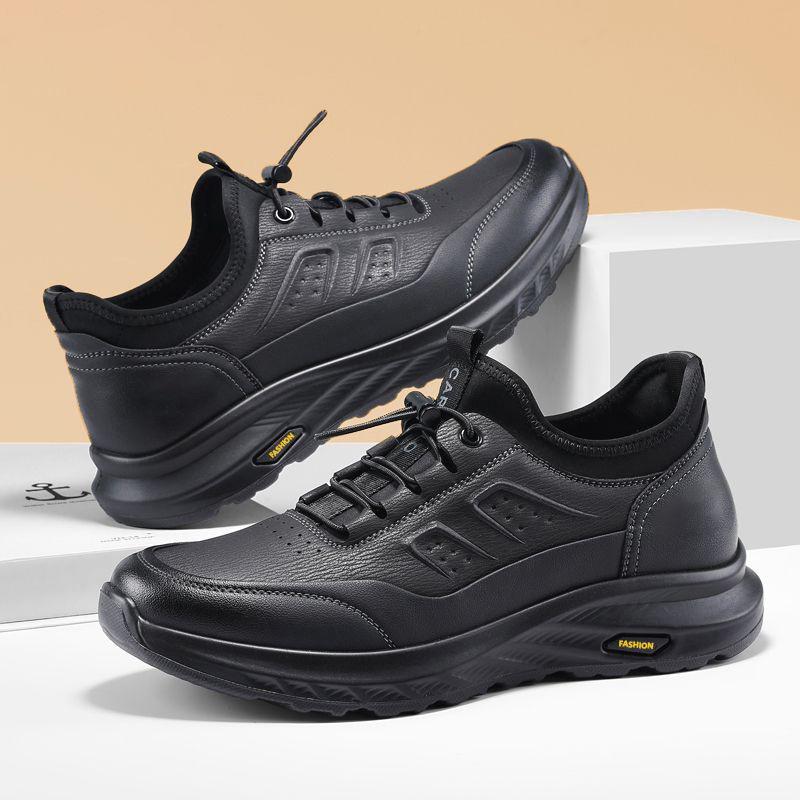 

New autumn and winter men s shoes fleece warm casual shoes leather surface thick sole comfortable and lightweight men s sports shoes 44
