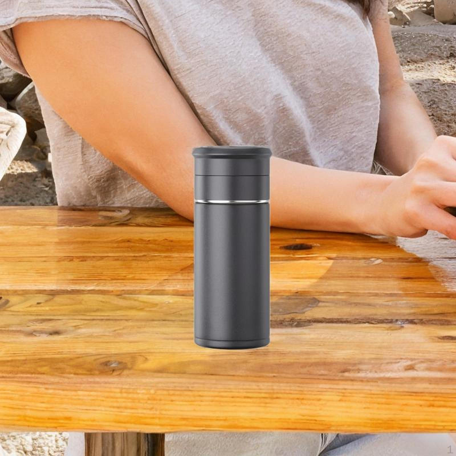 

Insulated Tea Bottle with Infuser, 400ML Tumbler, Easy Clean Infuser for Daily Solid Black