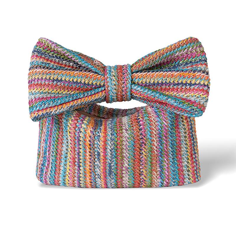 

1 шт. с бантом Универсальная сумка Стильная застежка-молния Для отпуска Женский плетеный летний клатч из соломы