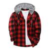 Autumn Men's Casual Fashion Couple Hooded Plaid Long Sleeve Shirt Trend