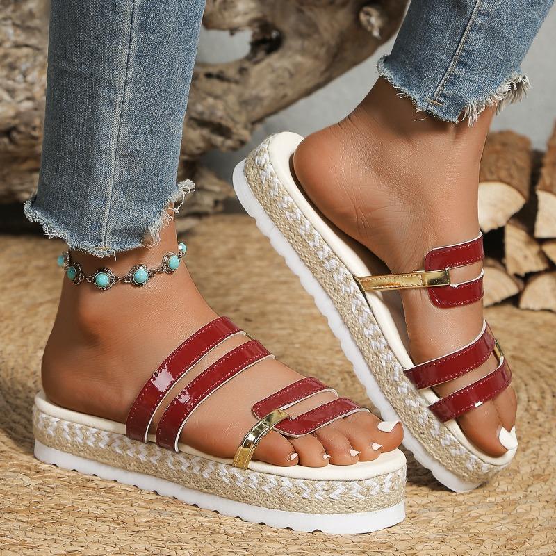New large-size women's cool slippers summer versatile wedge heels women's platform loose shoes