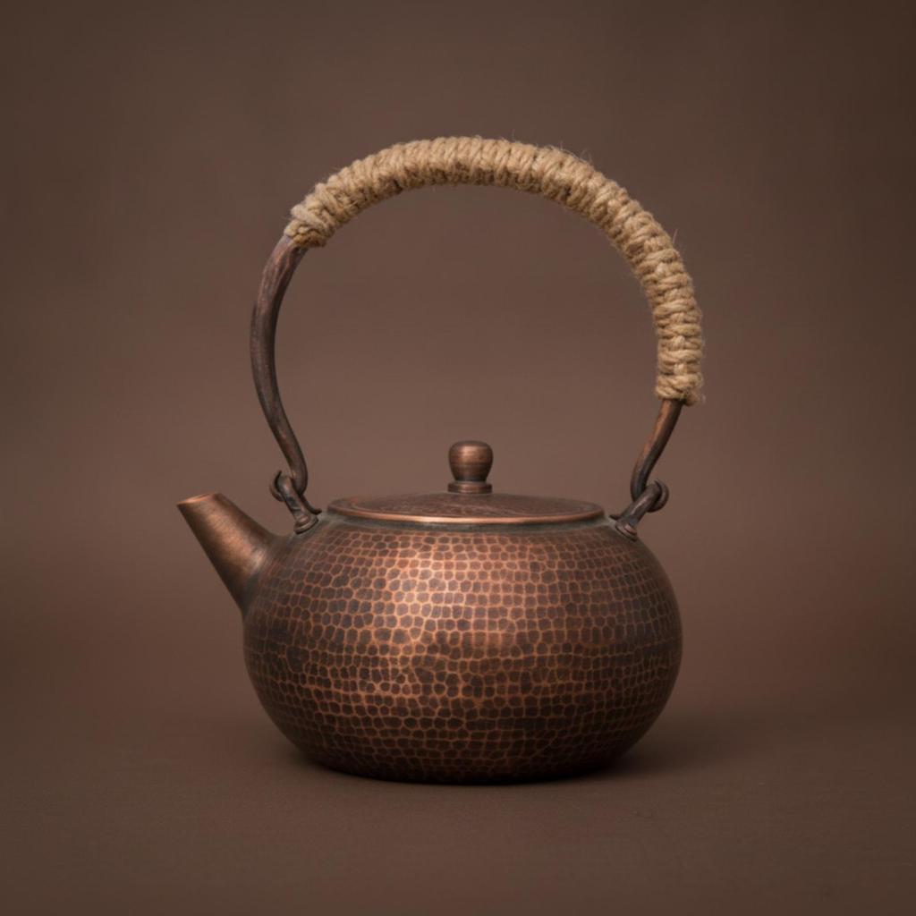 Chinese Tea Ceremony Kettle Handcrafted Hammered Copper for Collectors, Kitchen