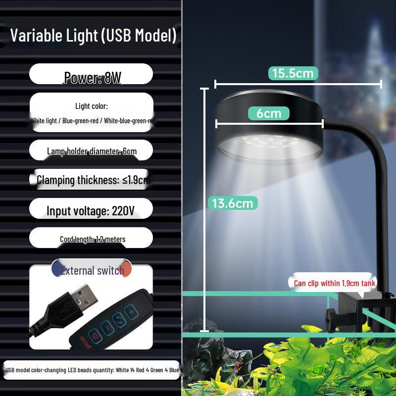 USB LED Desktop Clip Light for Small Aquariums
