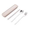 Koreanisches Tragbares Edelstahl Besteckset: Löffel, Gabel & Essstäbchen mit Reisebox. Option für individuelles Logo verfügbar.