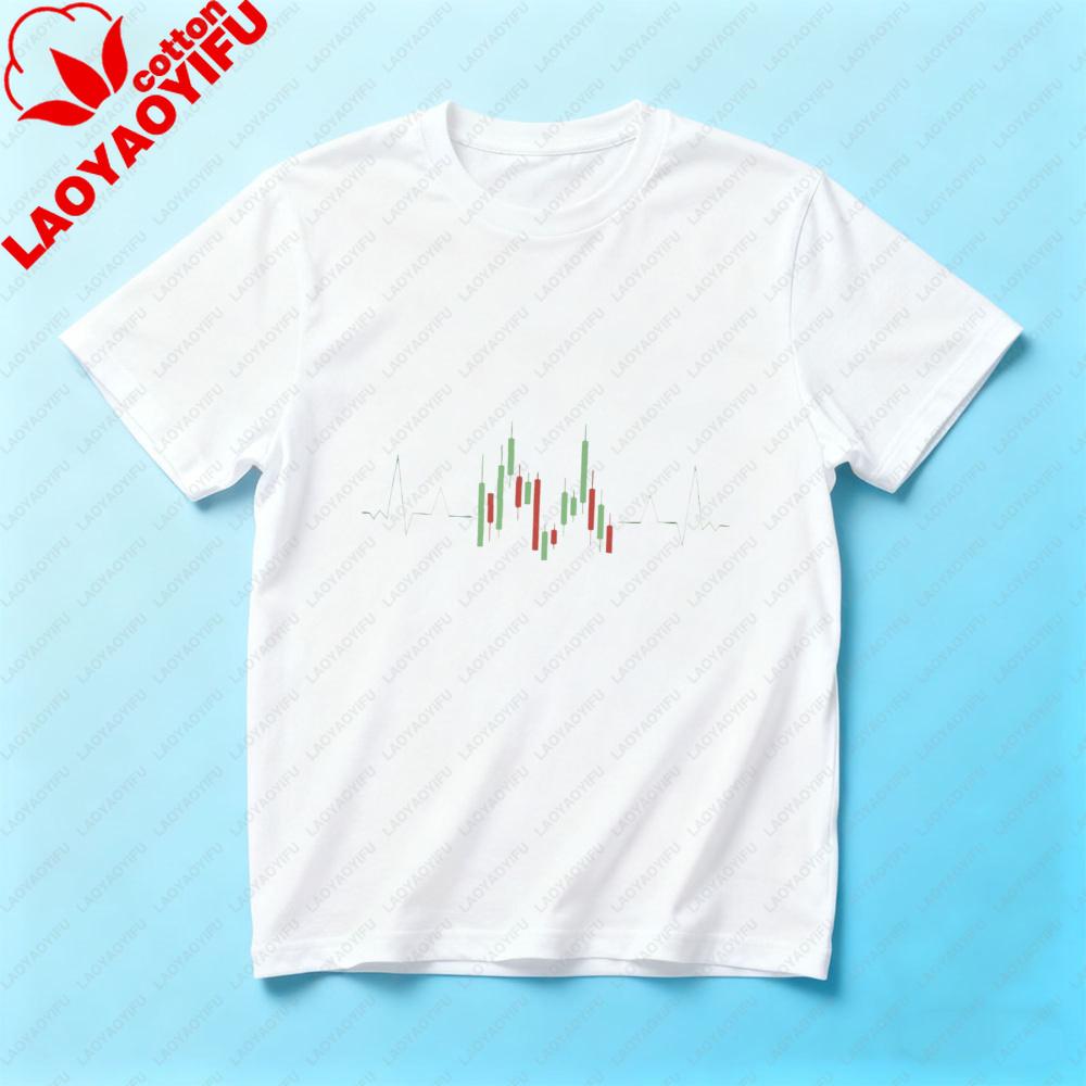Stock Market Heartbeat Candlestick Chart TShirt Finance Trader Graphic Crew Neck Tee Men Women Unisex Summer Cotton Tshirt