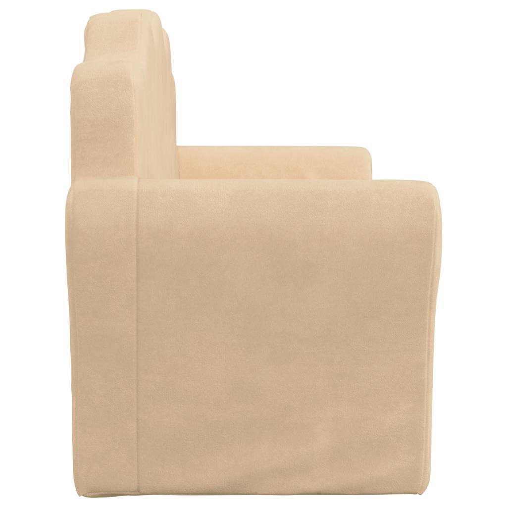 Kids Sleeper Sofa 2 Seater Cream Soft Plush