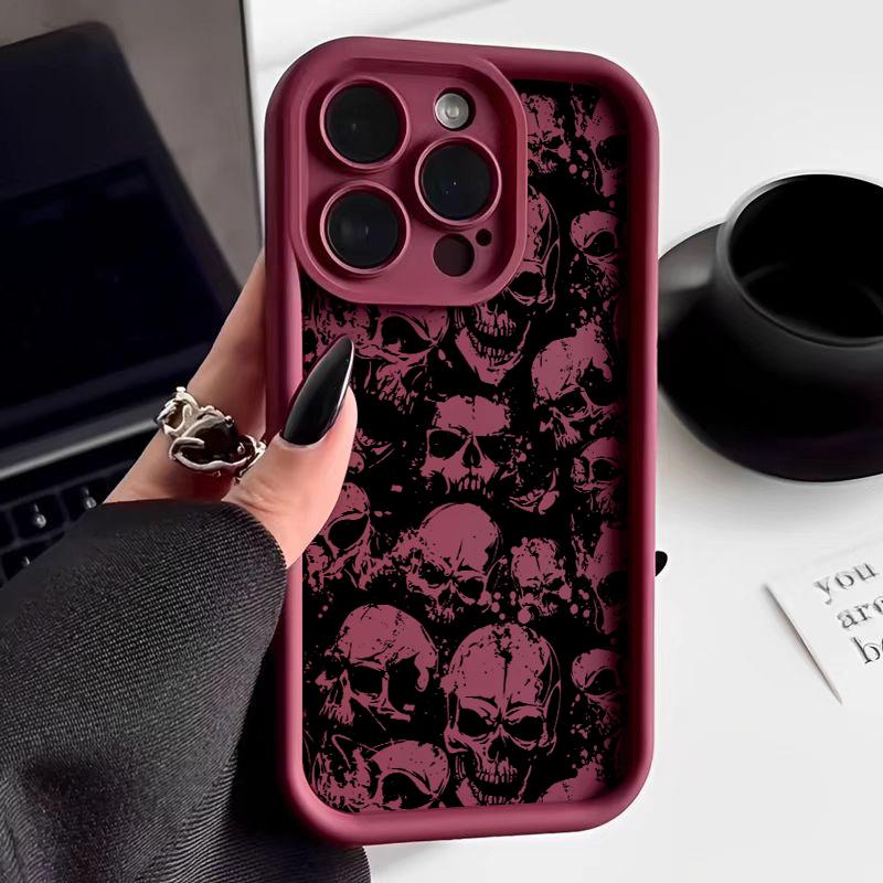 Punk Style Skull Art Print Phone Case for iPhone 17 16 15 14 13 12 11 Series Pro Max Plus